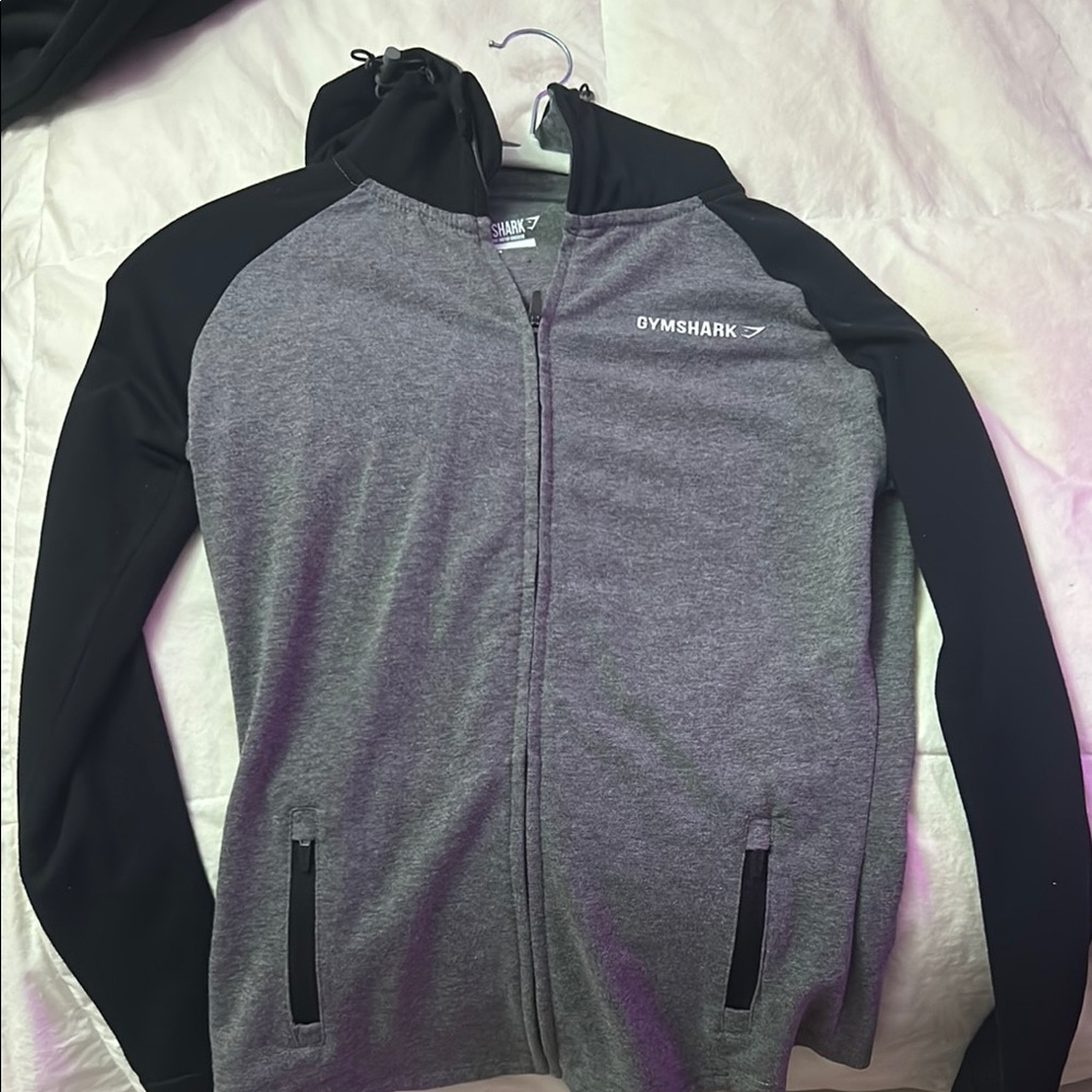 Gymshark Gray and Black Zip-Up Hoodie